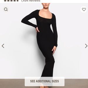 Large Rib Scoop Long Sleeve Maxi Dress